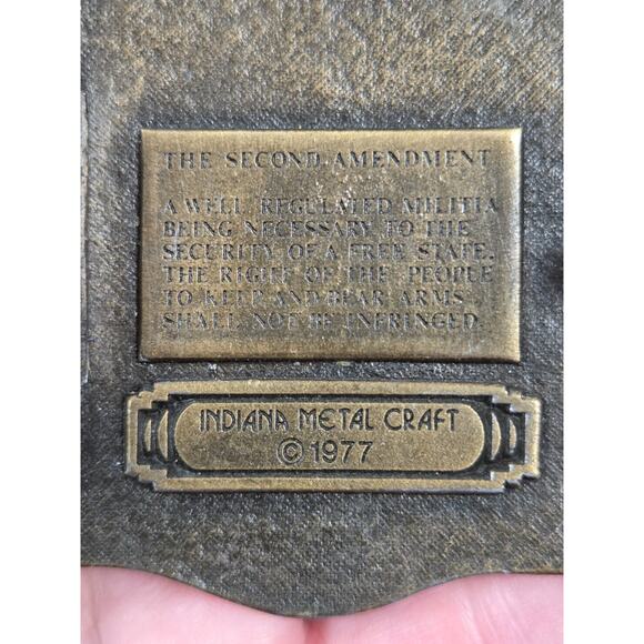 1977 Indiana Metal Craft The Second Amendment Belt Buckle Brass - Picture 5 of 6